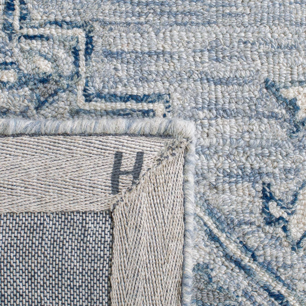 Micro-Loop Area Rug - 10' x 14', Light Blue & Ivory, Handmade Shabby Chic Wool