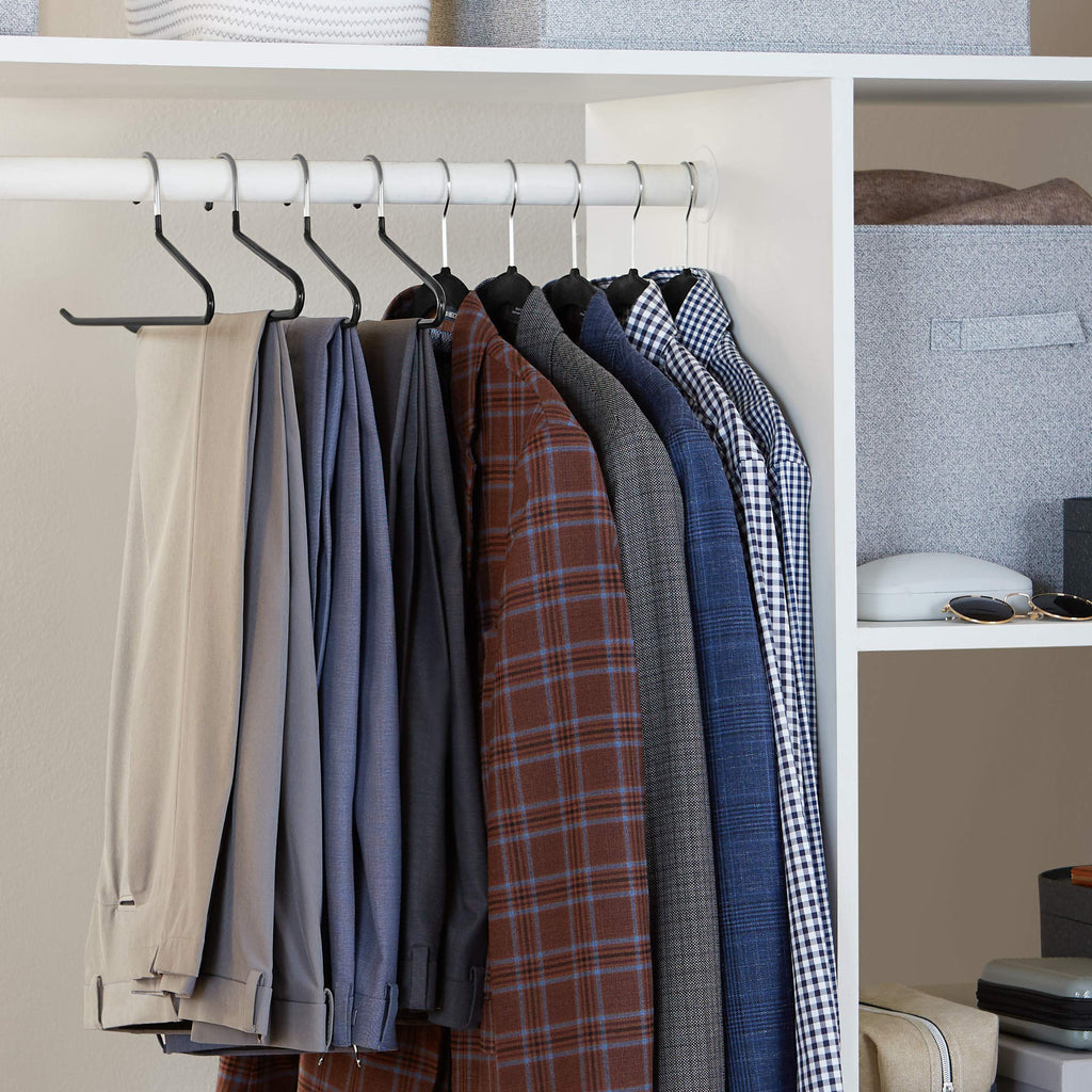 Basics Non-Slip Trouser/Slack Hangers, Pants Closet Organizer with Easy Slide Design, Metal with Rubber Coating