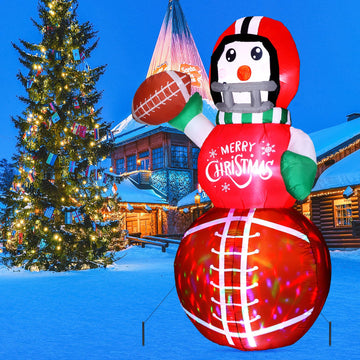 6.5 ft Christmas Inflatables Snowman, Football Snowman
