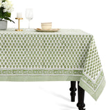 CPC Tablecloth 100% Cotton 60x90 Inch Indian Block Print Rectangle Table Cover, Washable Table Cloth