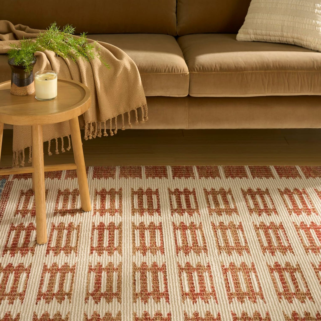 Home Nordic Ivory Rust Area Rug - Easy Clean, Non Shedding, Bed Room, Living Room, Dining Room, Kitchen (5' x