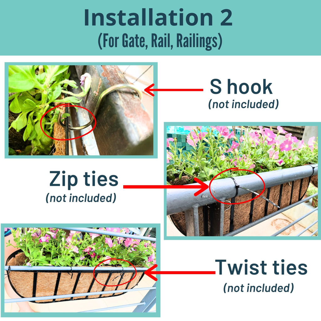 LaLaGreen Deck Railing Planter Boxes - 30 Inch, 4 Pack Wall Planters for Outdoor Plants, Window Flower Boxes Deck