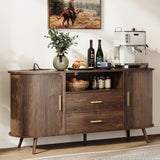 60" Sideboard Buffet Cabinet with Storage, Sliding Door & Adjustable Shelf