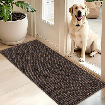 Dirt Trapper Door Mat 20" x 48", Non-Slip Washable Doormats, Mocha
