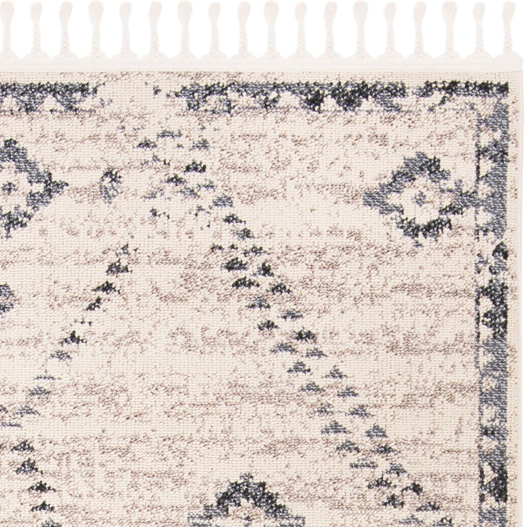 Marrakech Collection Accent Rug - 4' x 6', Ivory & Grey, Handmade Moroccan Boho Tribal Tassel, Ideal for High Traffic