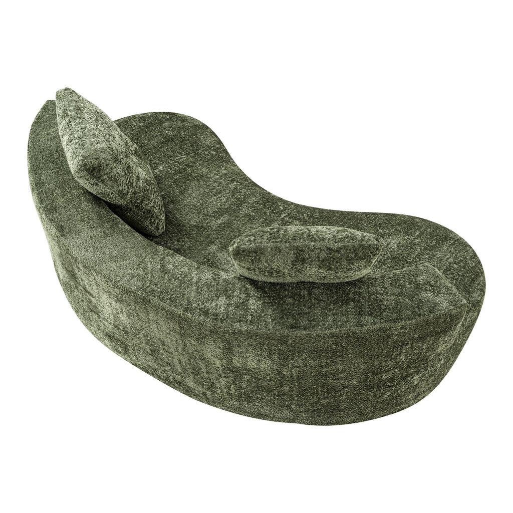 80" Boucle Curved Modular Boneless with 2 Pillows, Green