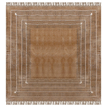 Area 5' Square Bronze & Black Cotton Dhurrie Bordered Thick 0.19 inches Stone Easy Washable Hand Wash Cotton Carpet