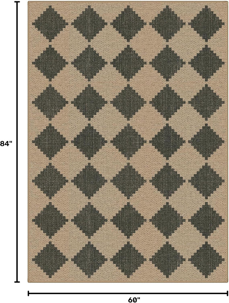 Area Rugs, Washable Outdoor Checkered Non Slip
