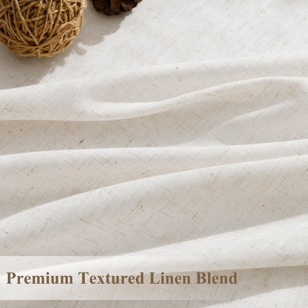 Extra Long Linen Curtains 120 Inch Ivory 2 Panels