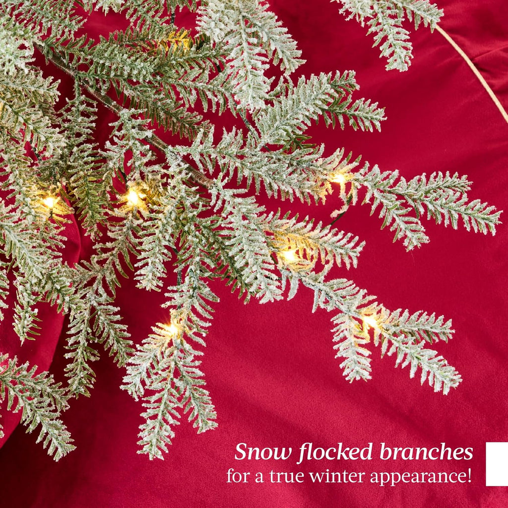Pre-Lit Sparse Christmas Tree Artificial Flocked Pine Holiday Décor Aspen Noble Fir White & Multicolor LED