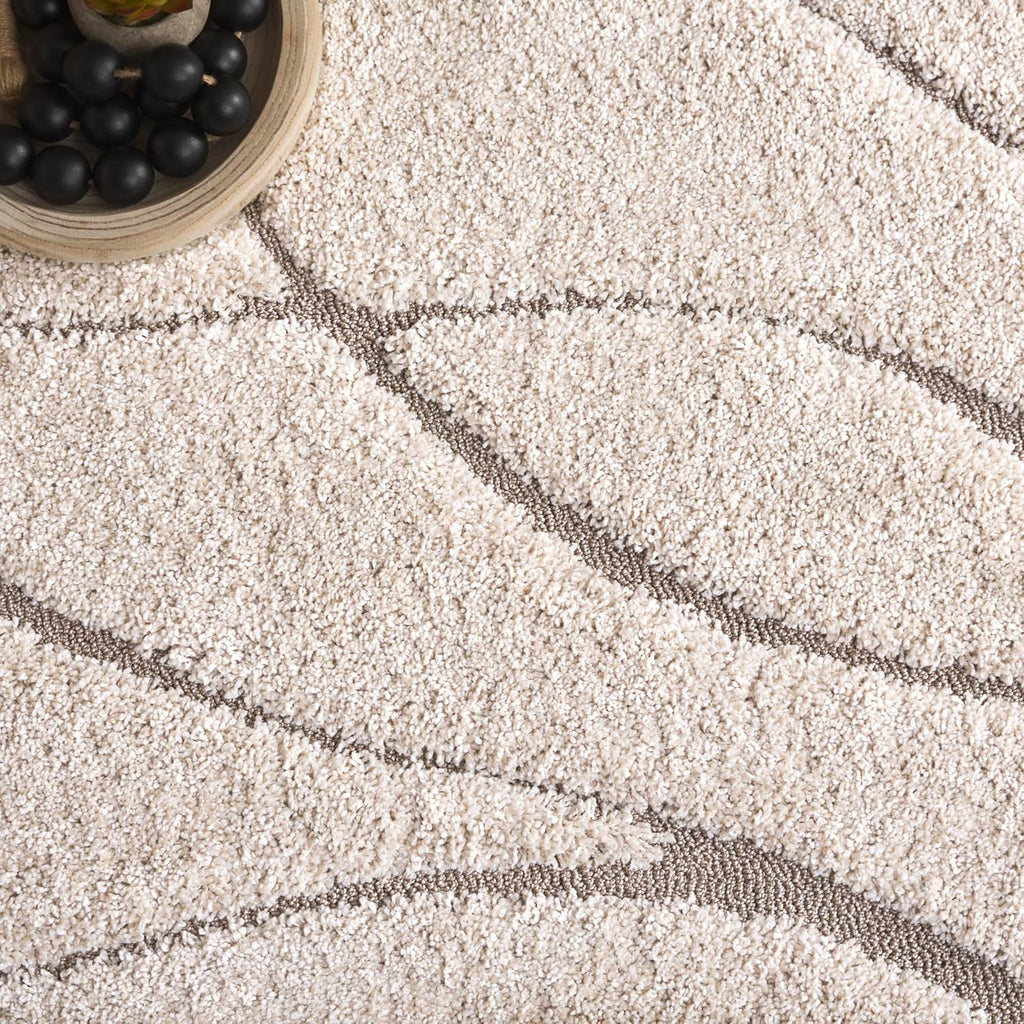 Florida Shag Collection Area Rug - 5'3" x 7'6", Cream & Beige, Non-Shedding & Easy Care, 1.2-inch Thick Ideal for
