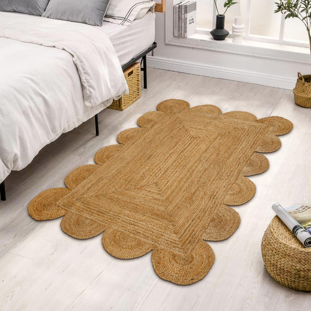 Hand Woven Jute Area Rug - Boho Jute Rug