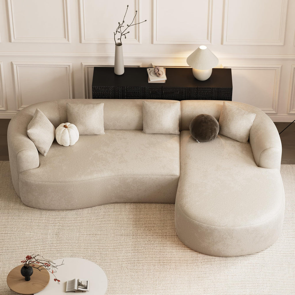 111" Oversized Boneless L-Shaped Sectional Sofa, Light Brown