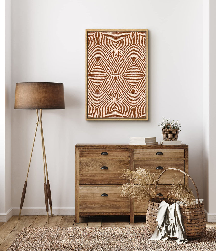 Framed Canvas Print Wall Art Symmetrical Triangle Tribal Print Geometric Shapes Illustrations Modern Art Minimalist