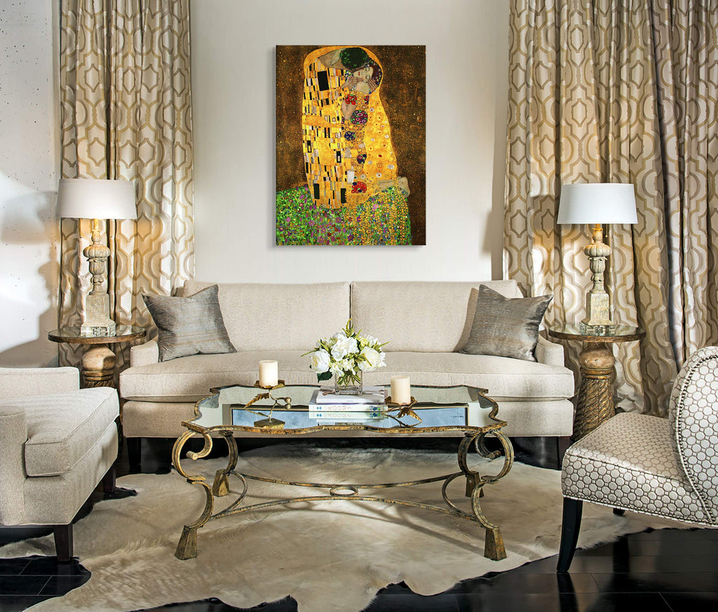 The Kiss, by Gustav Klimt Giclee printed on canvas stretched gallery wrapped Wall Picture Bedroom ready to hang