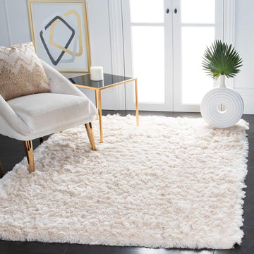 Paris Shag Square Rug 5', Soft Plush Modern Ivory SG511-1212