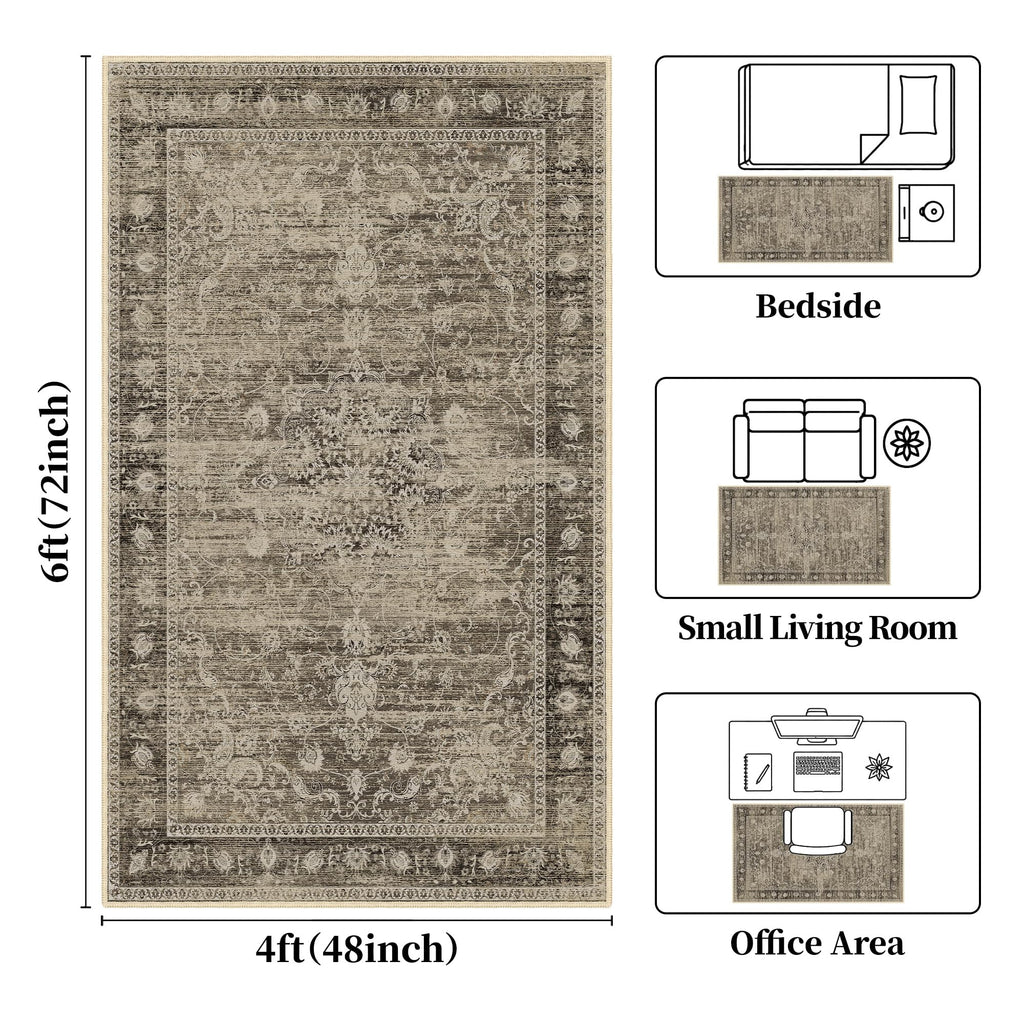Brown 4x6 Entryway Rugs, Vintage Area Rug