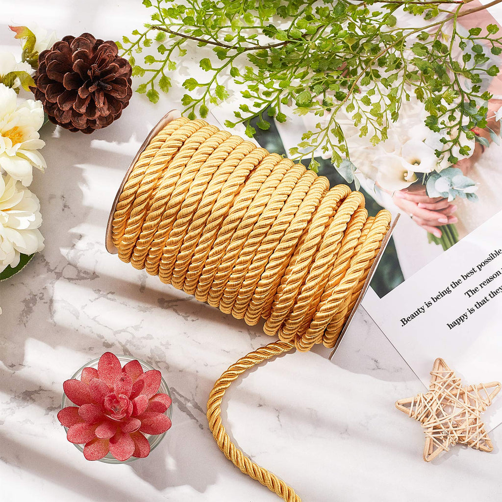 M 20 Yards Twisted Cord Trim Gold Decorative Rope Thread Graduation Honor Cord Silk Ropes Satin Shiny Cords for - 8m