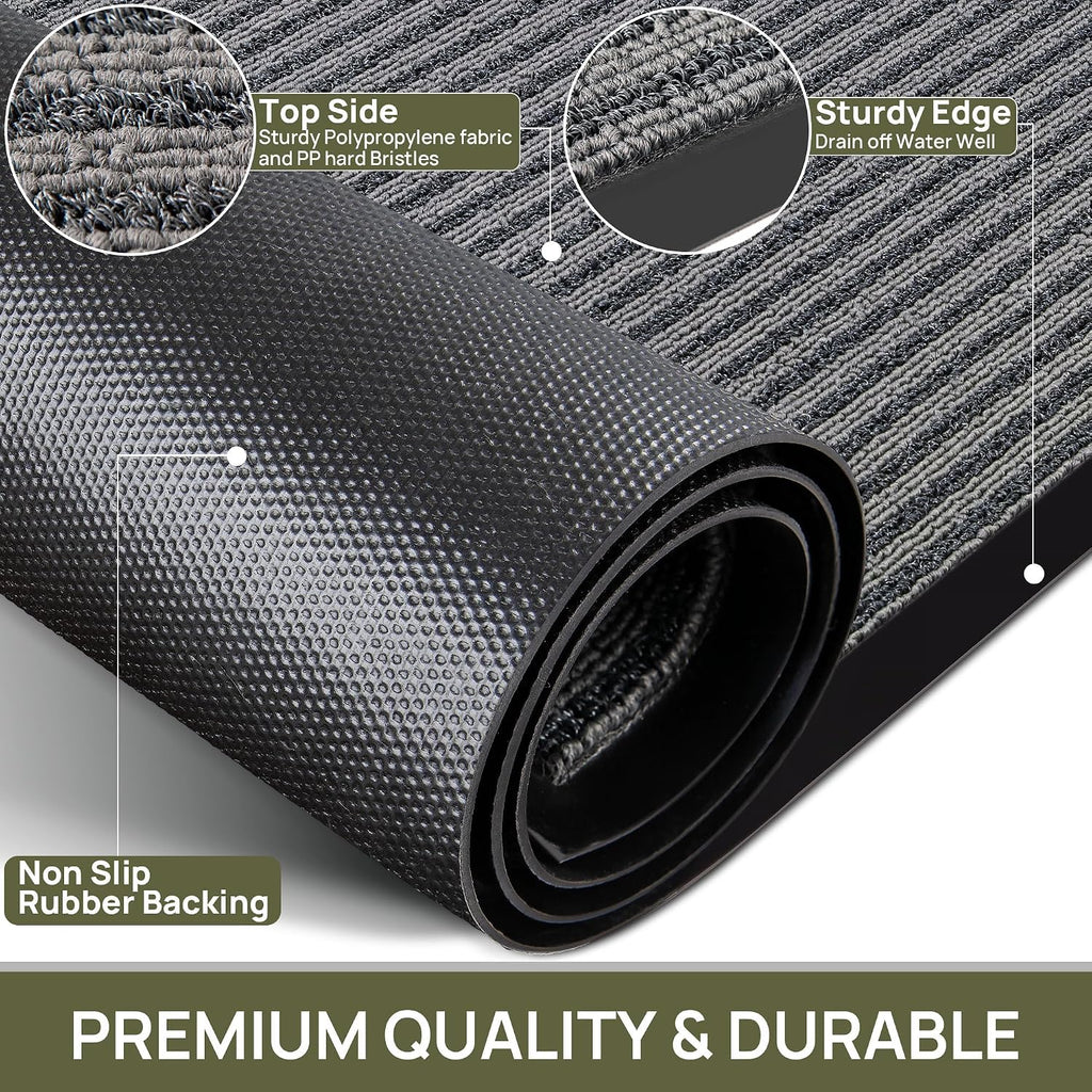 Front Door Mat Outside Entrance, Sturdy Indoor Outdoor Doormat 60x36 | Dirt Trapper Welcome Mats , Non Slip