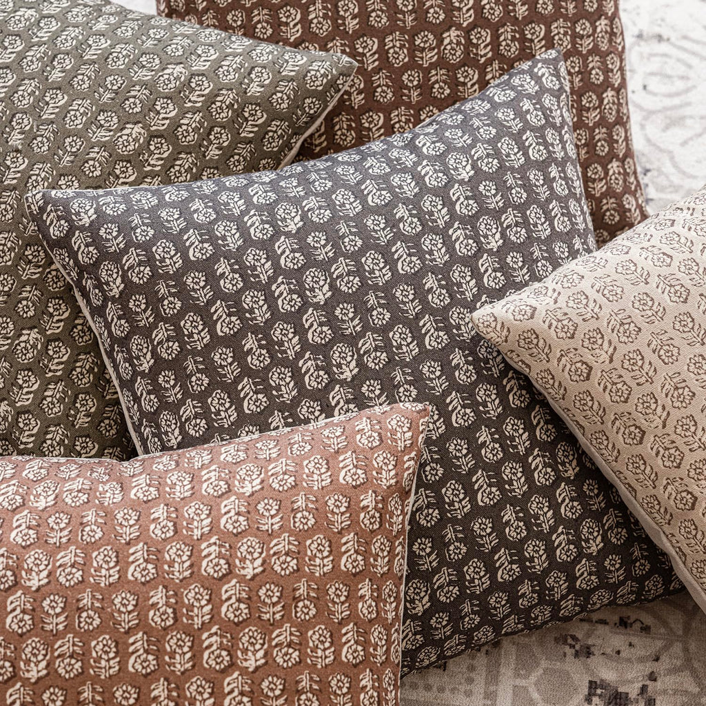 Decorative Floral Print Throw Pillow Covers 24×24 Rustic Gray