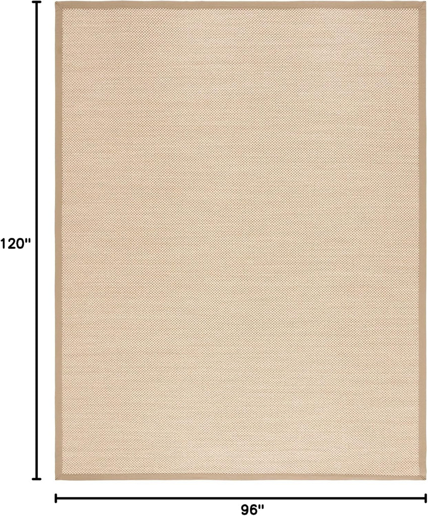 Area Rug 8x10 - Natural Fiber Collection - Large - Maize & Linen Color, Sisal, Woven Design with Border (NF141B)