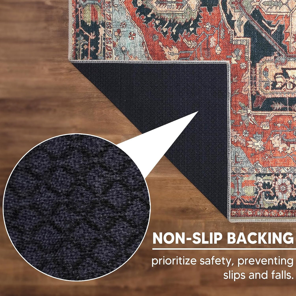Vintage Washable Runner Rug, Non-Slip Low Pile, 2x7
