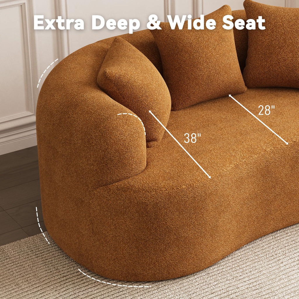 69" Modern Curved Cloud Loveseat, Orange
