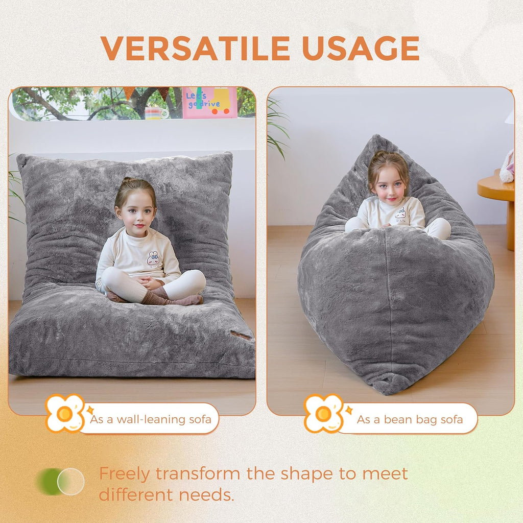 3 in 1 Kids Bean Bag Chair, Comfy Floor Sofa with Removed Cover