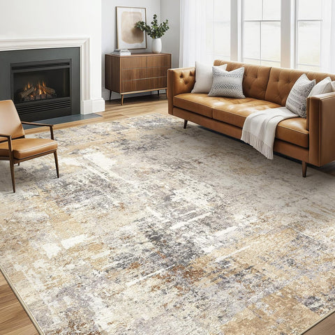 Area Rug Living Room Rugs: 5x7 Washable Large Abstract Modern Soft Stain Resistant Indoor Floor Non Slip Accent Carpet