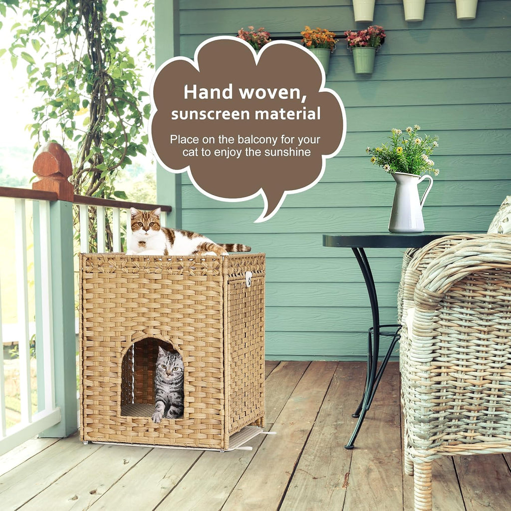 Cat Litter Box Enclosure with Door, Hidden Cat Washroom Furniture