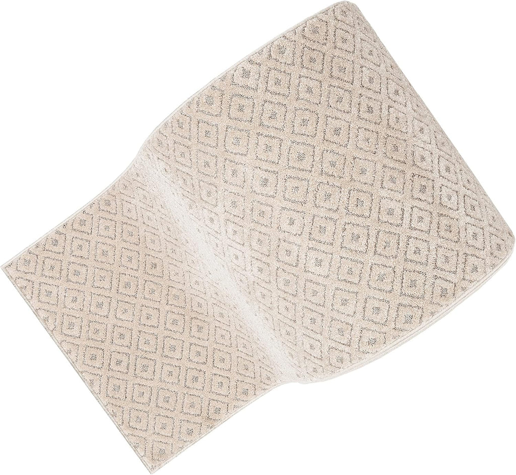 Custom Size Hallway Stair Runner - Choose Your Length - Piano Beige Tribal Diamond Geometric 27 Inches Wide x 40 Feet