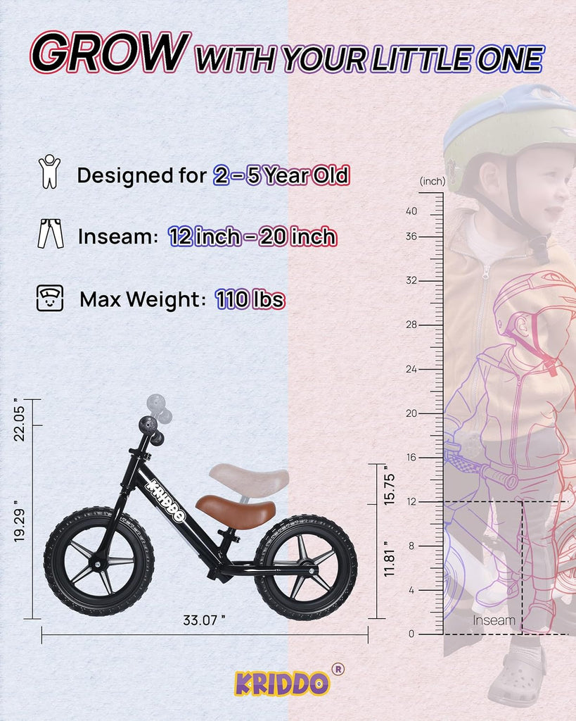 Toddler Balance Bike 2 Years Old with LCD Writing Tablet