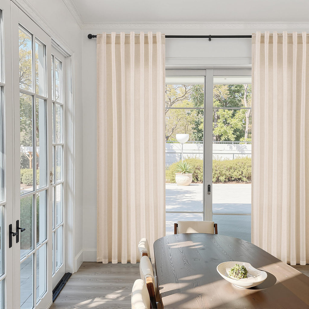 Extra Wide Linen Curtains 60x90 Inch Long Cream Beige