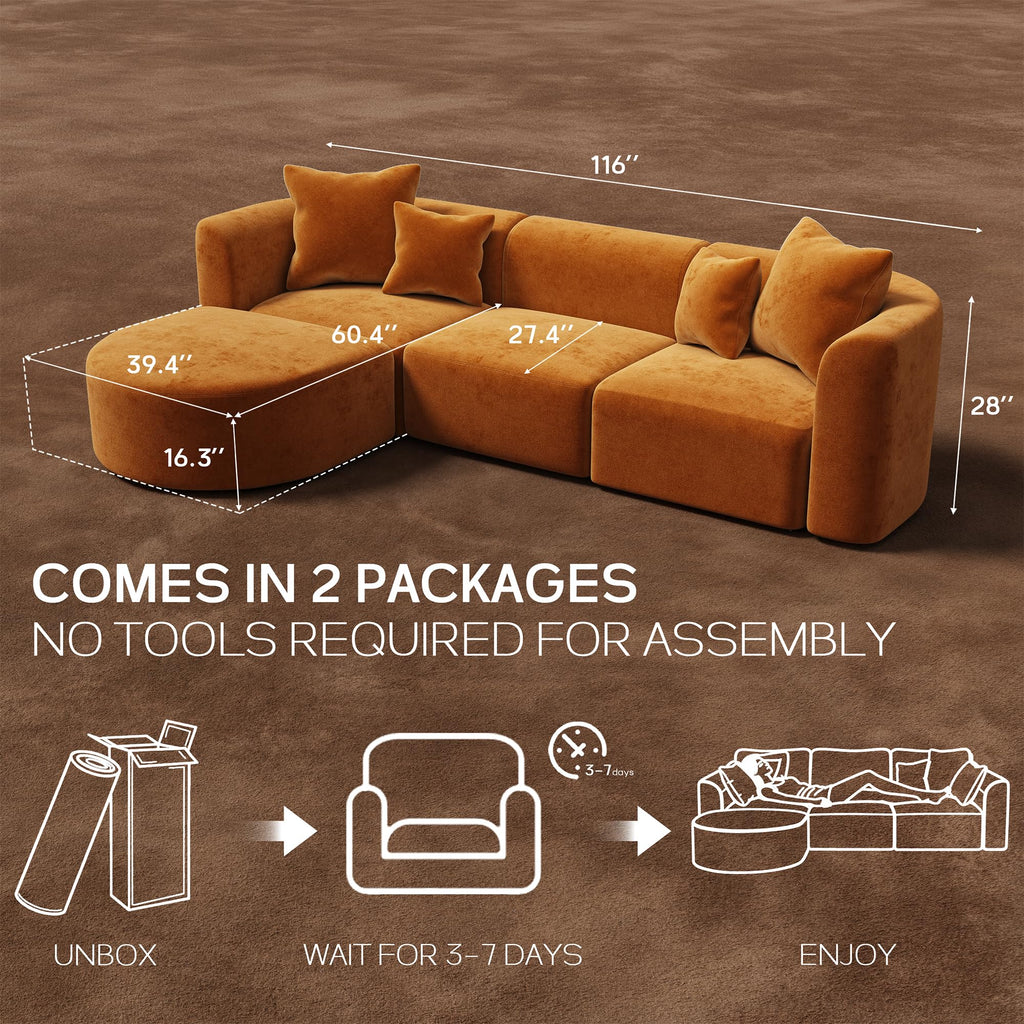 116" Modular Curved Sectional Modern Oversized Couches