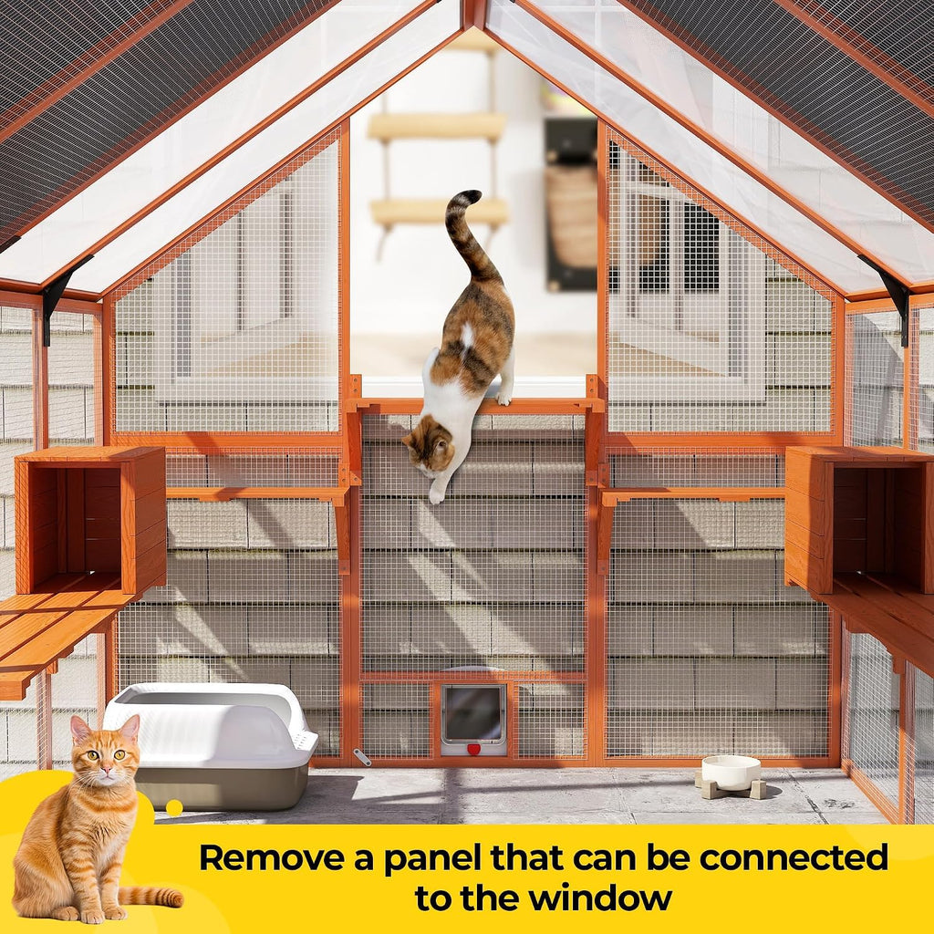 Extra Large Catio Outdoor Cat Enclosure for Multiple Cats, Orange