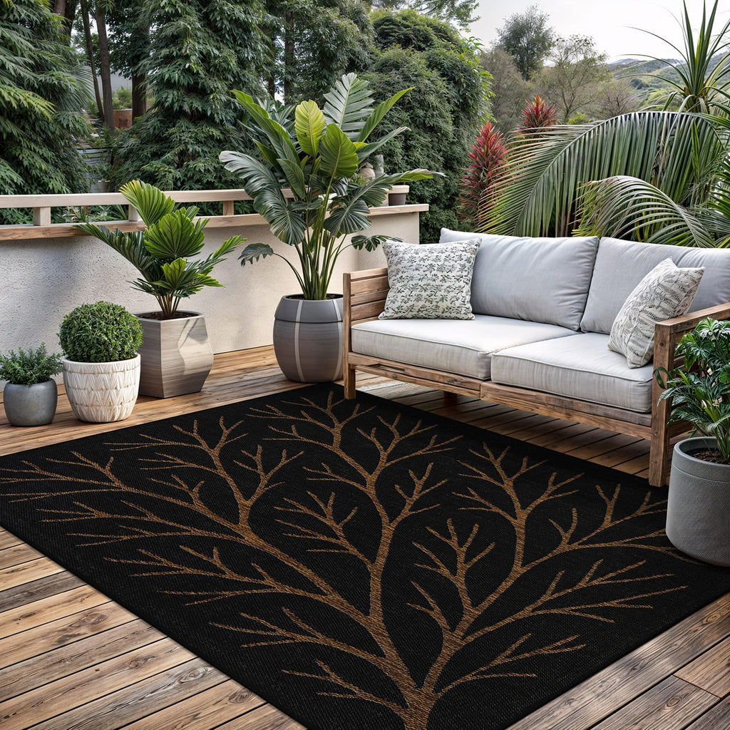 Washable Indoor Outdoor Rug 8x10 Modern Area Rugs Branch Pattern Non Shedding Waterproof Easy Clean Patio Deck Porch