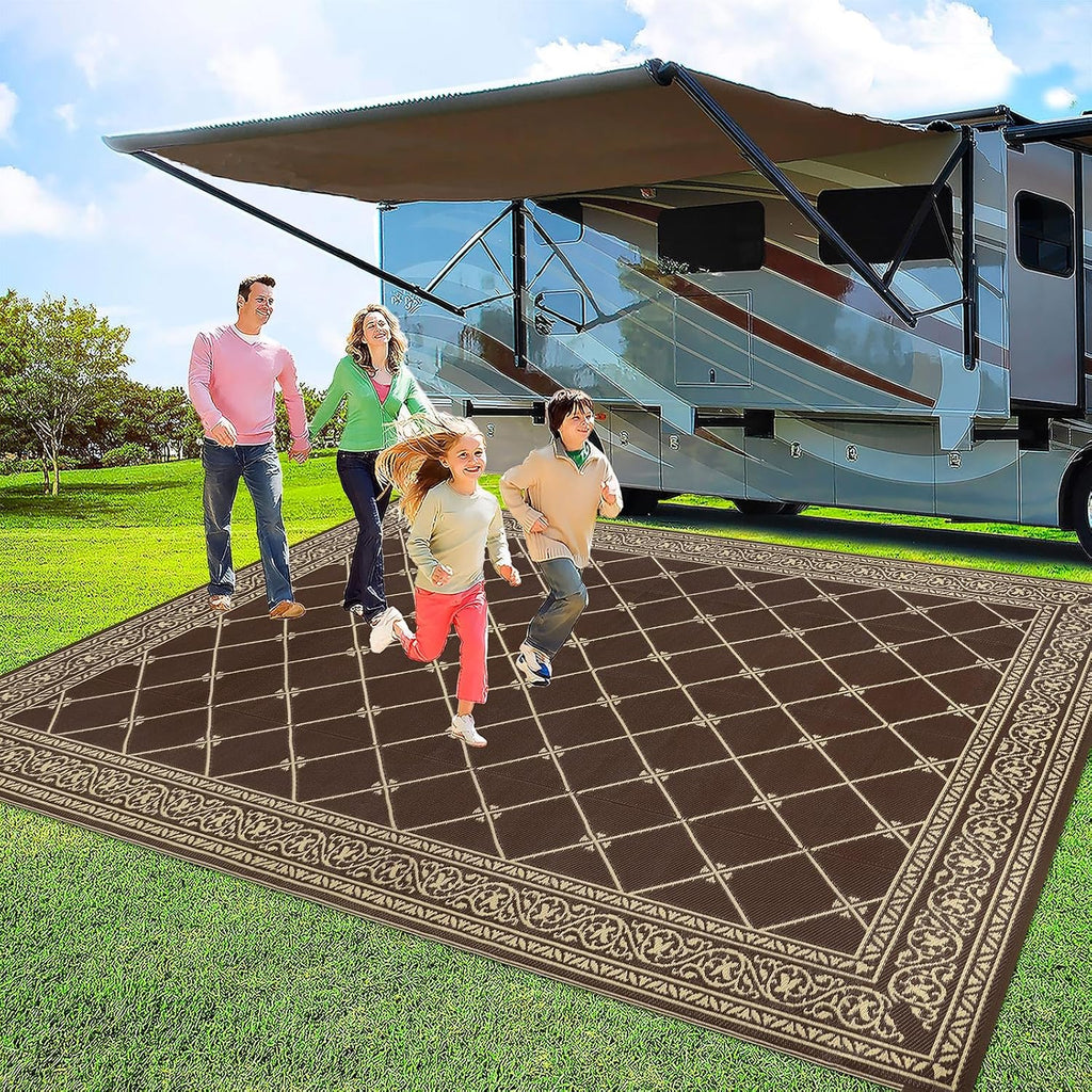 Outdoor Rugs s Clearance Brown Camping Rug for RV Outside, Reversible Waterproof Plastic Straw Rug Large Outdoor