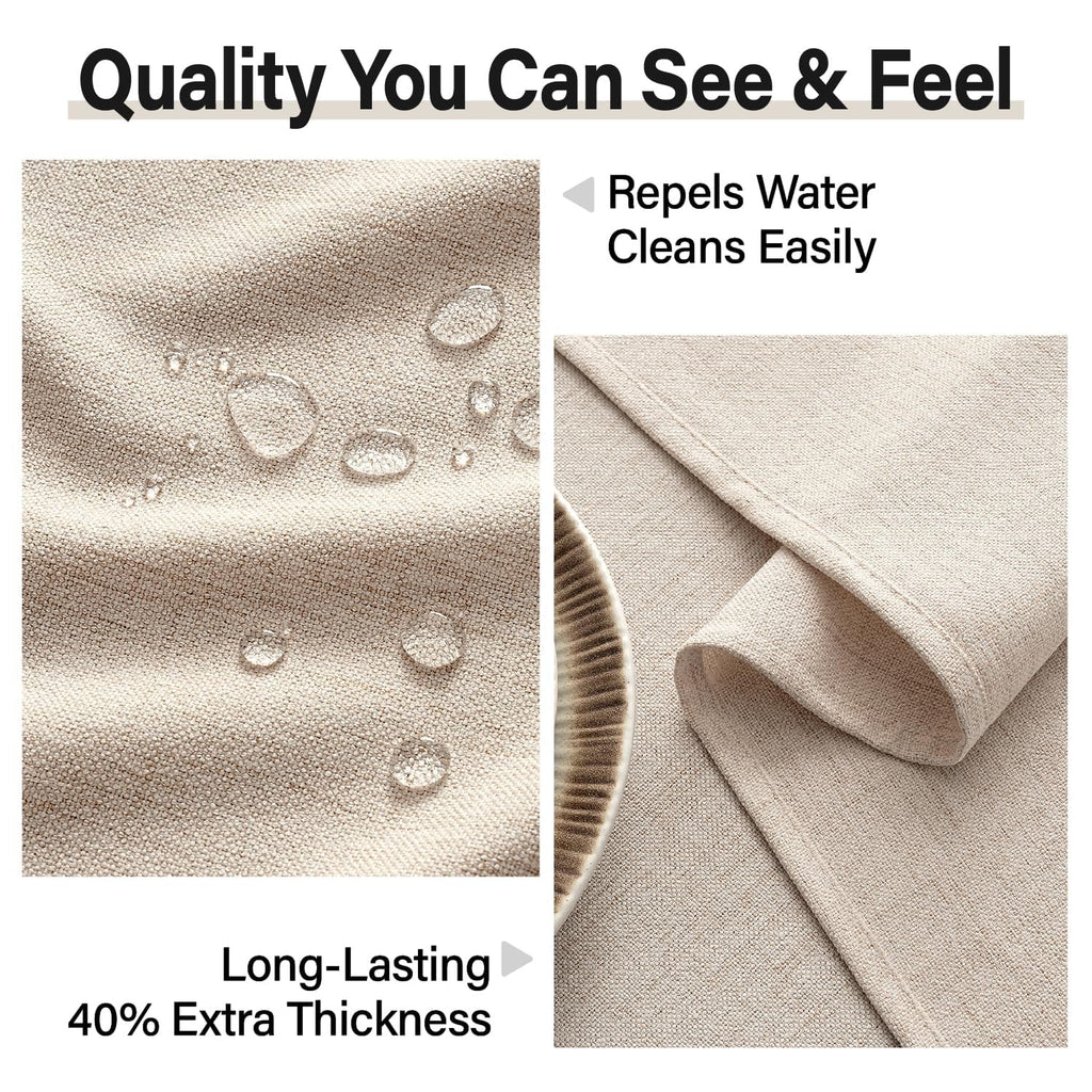 Linen Textured 90 Inch Round Tablecloth Ivory