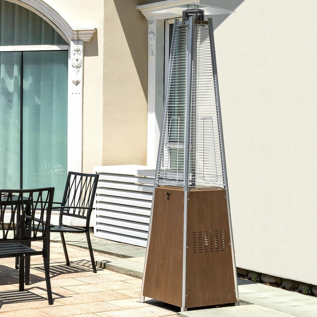 48,000 BTU Pyramid Propane Heater Outdoor Patio Heaters with Wheels, Patio Heater with Glass Tube Deck Porch for