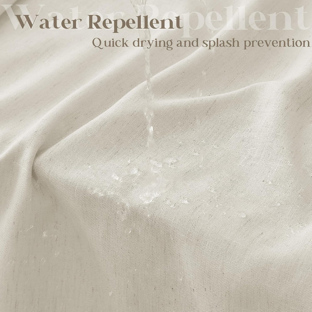 Oatmeal Linen Shower Curtain, Water Repellent — 72"W x 96"L Extra Long
