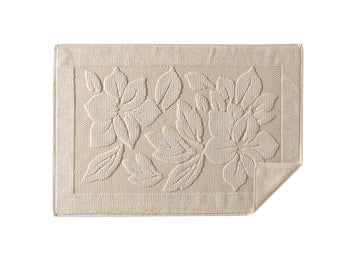Bath Mat 100% Cotton Cute Floral Bath Mat, Washable Bathroom Floor Mat, Towel Style Shower Mat with Raised Woven