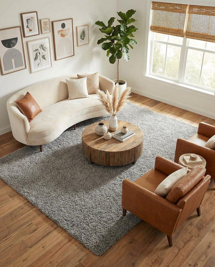Solid Shag Rug - 10' x 14' 1 Cloud Gray Shag Rug - Plush 1.5-Inch Pile, Stain-Resistant & Kid-Friendly