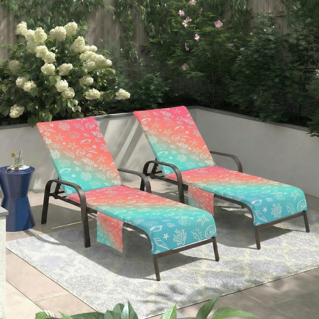 Lounge Chaise Chair Towel Covers, 2 Pack, Shell, 85X30 in