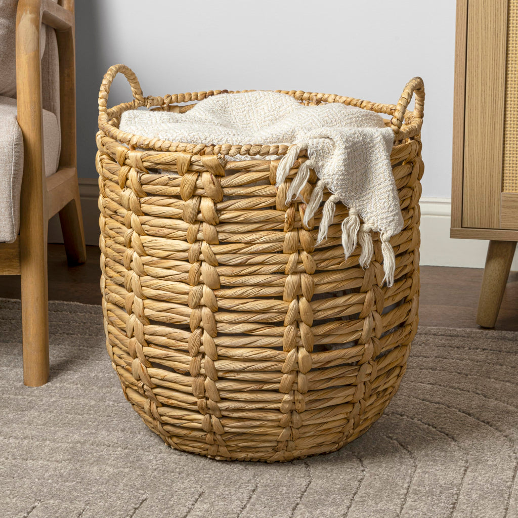 Laurel Hand-Woven Abaca Storage Basket 19", Natural