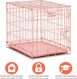 24-Inch Pink Fashion iCrate for Small Breeds, 12-20 lbs, Single Door Folding Dog Crate with Divider Panel