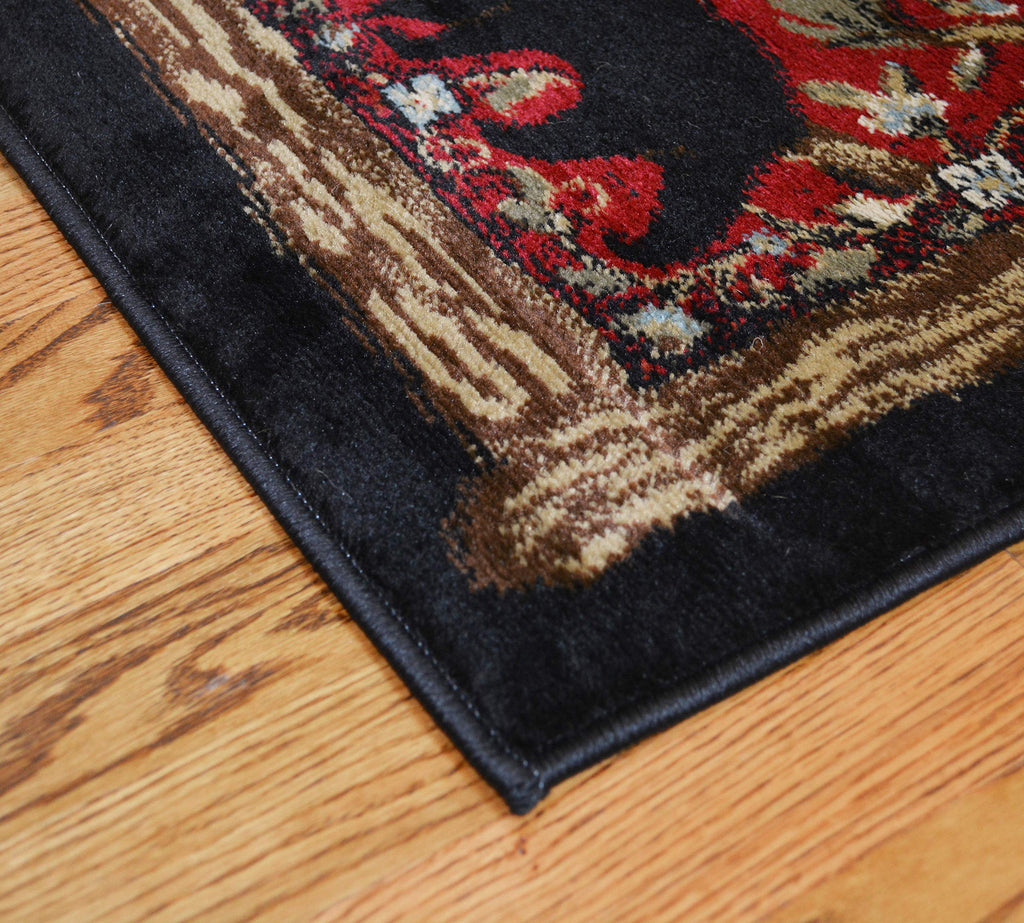 Rustic Lodge Persian Black Area Rug, 2' 7