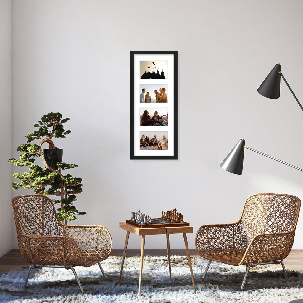 8x20 Collage Picture Frame, Displays 4Pcs 4x6 Pictures with Mat or 1Pcs 8x20 without Mat, Picture Frames Collage Wall