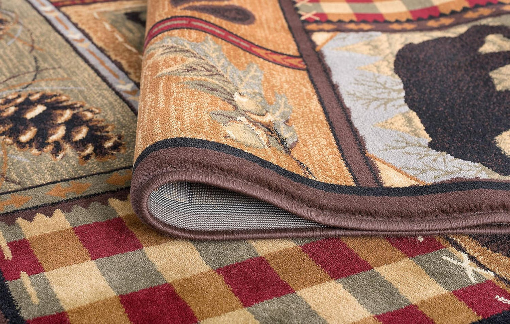 Homespun Cabin Multi-Color Oval Area Rug - Bedroom or DiningRoom - Lodge, Novelty