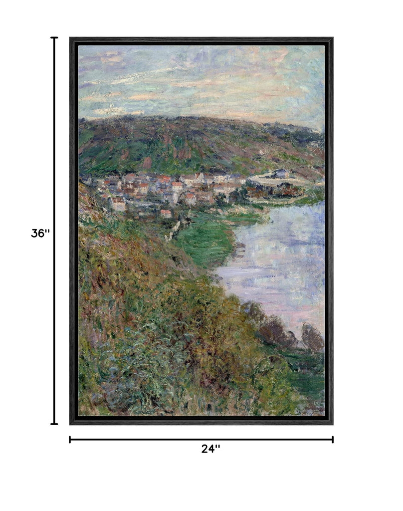 Framed Canvas Print Wall Art View of Vetheuil Claude Monet Classical Illustrations Fine Art Decorative Vintage