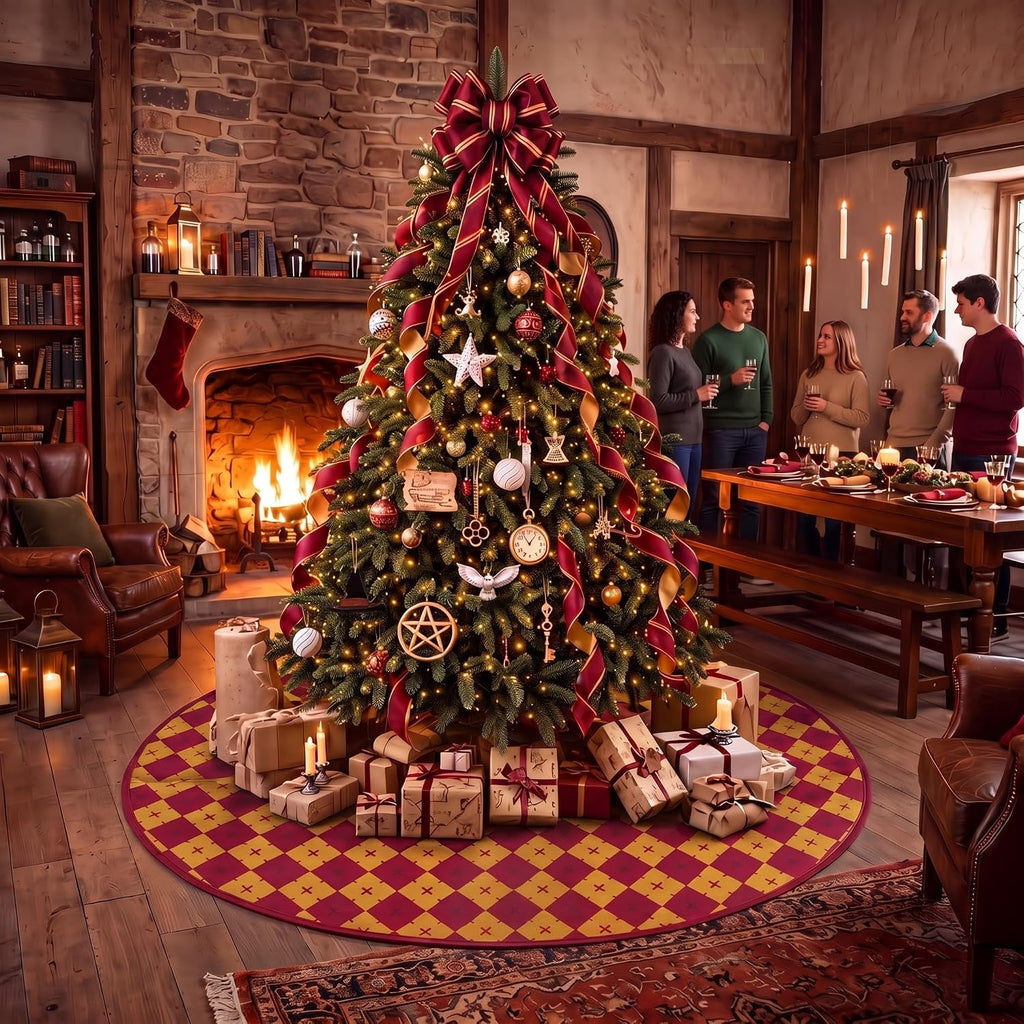 Academic Christmas Tree Skirt 48 Inches Large Burlap Double Layer Plain Academic Style Tree Skirts Rustic Jute